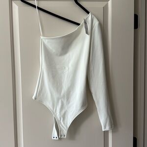 Abercrombie & Fitch White One-Shoulder Bodysuit, Small